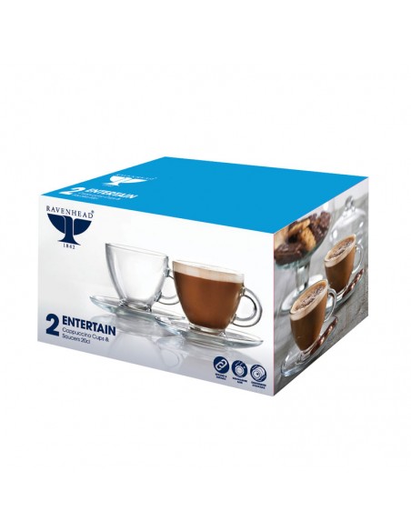 Tazza con piattino in vetro 200 ml