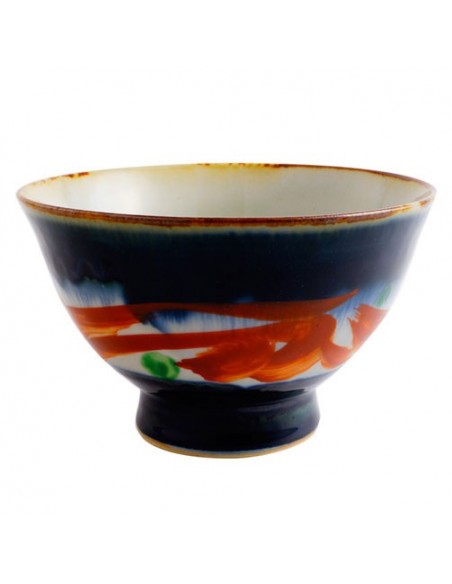 Tazza blu con disegni rossi diam.11cm e h.7,0cm