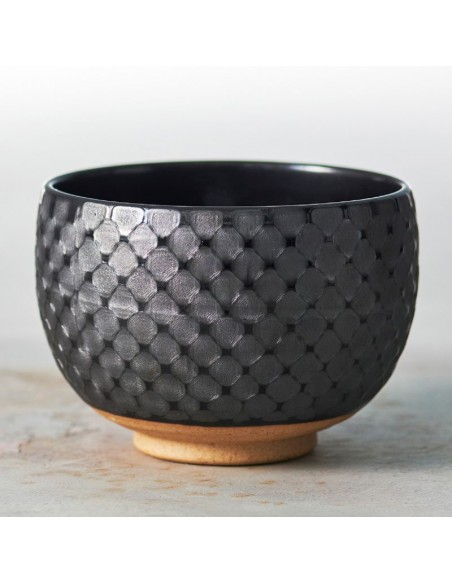 Tazza matcha grigia a rete diam.11,0cm e h.8,0cm