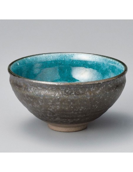 Tazza matcha materica grigia/blu diam.12,5cm e h.6,5cm