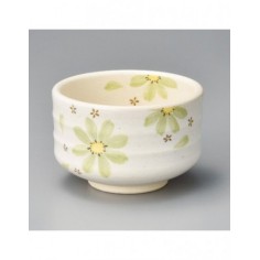 Tazza matcha bianca con fiore diam.11,5cm e h.7,5cm