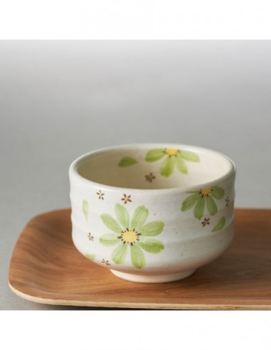 Tazza matcha bianca con fiore diam.11,5cm e...