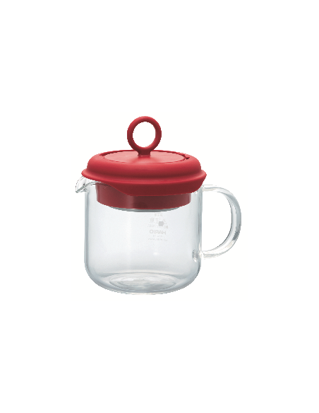 Teiera in vetro con infusore e tappo rosso 350ml