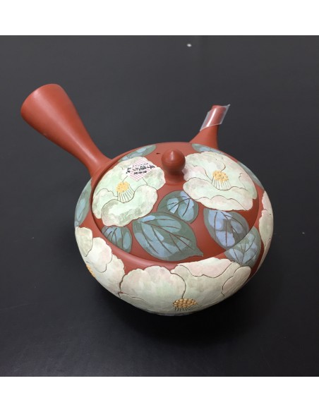 Teiera d'artista Gyokkou con fiore camelia cap. 260