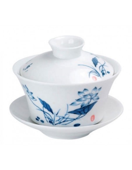 Gaiwan bianca con decorazioni tradizionali blu 275ml