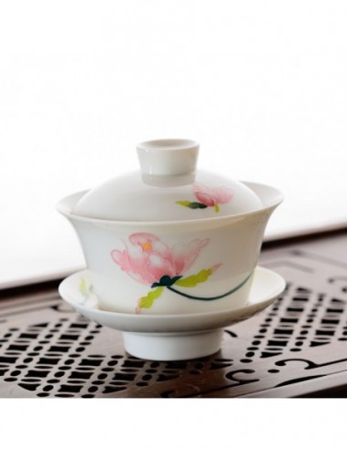 Gaiwan bianca con decorazioni floreali 200ml