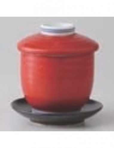 Tazza rossa con coperchio e piattino 250ml