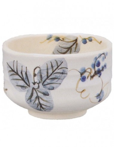 Tazza matcha bianca con decori azzurri...