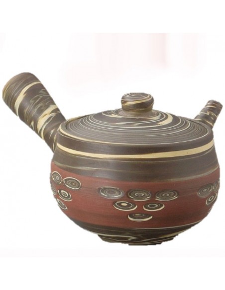 Teiera rossa con decori lineari e pois 210ml
