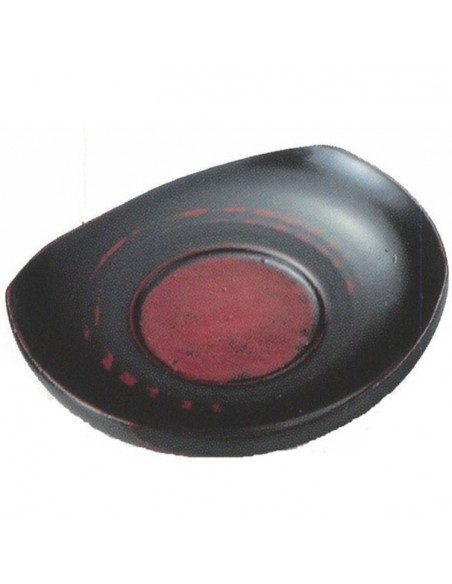 Sottotazza in legno nero con base rossa