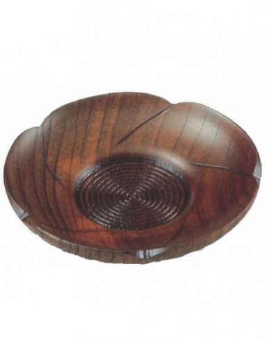 Sottotazza in legno marrone con intarsi