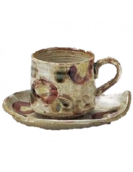 Tazza con piattino marrone e decorazioni 150ml