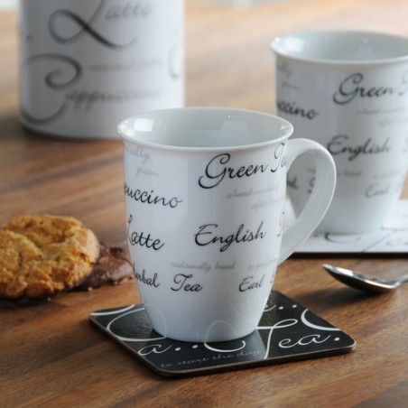 Tazza mug bianca con scritte nere