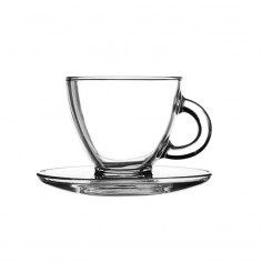 Tazza con piattino in vetro 200 ml