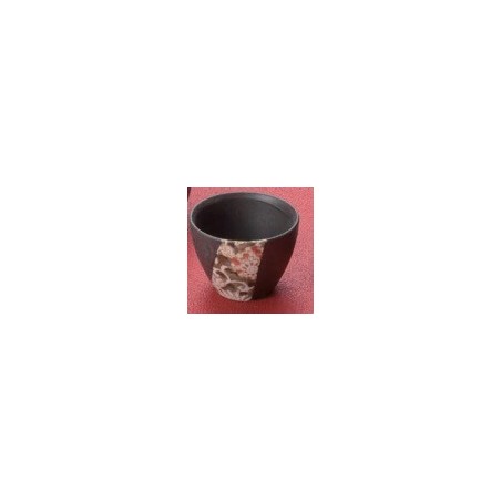 Tazza scura con barrra a fiori