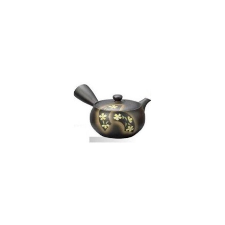 Teiera Kyusu Nero con decorazione floreale