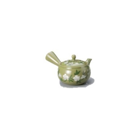 Teiera Kyusu verde con stampe floreali
