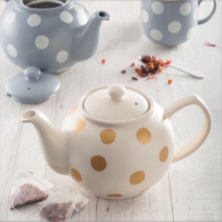 Teiera crema a pois dorati